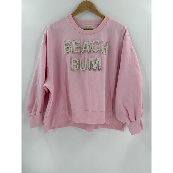 Judith March Pink Jewel Embroidered "Beach Bum" Oversized Large Sweatshirt EUC - Picture 6 of 8